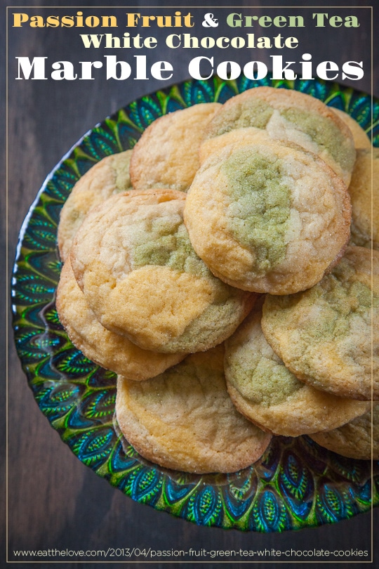 Ruby and white chocolate chewy matcha cookies